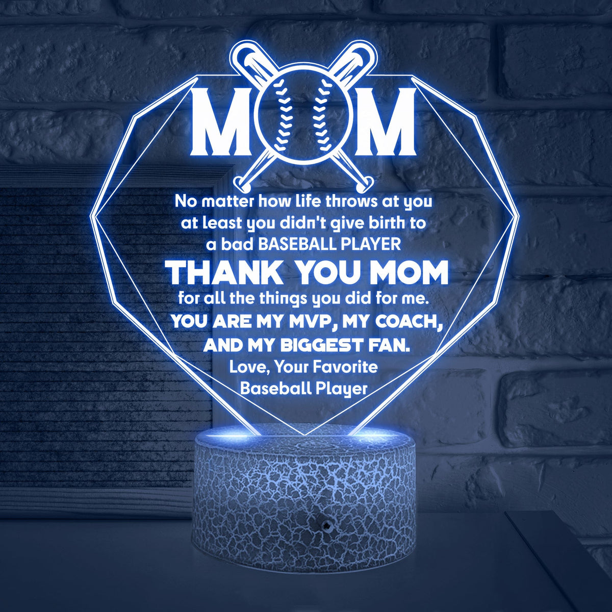 3D Led Light - Baseball - To My Mom - Thank You Mom For All The Things You Did For Me - Glca19043