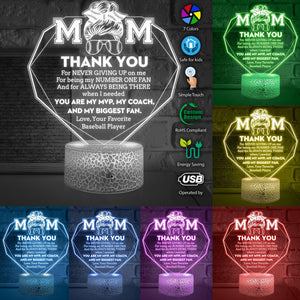 3D Led Light - Baseball - To My Mom - You Are My Mvp, My Coach, And My Biggest Fan - Glca19042