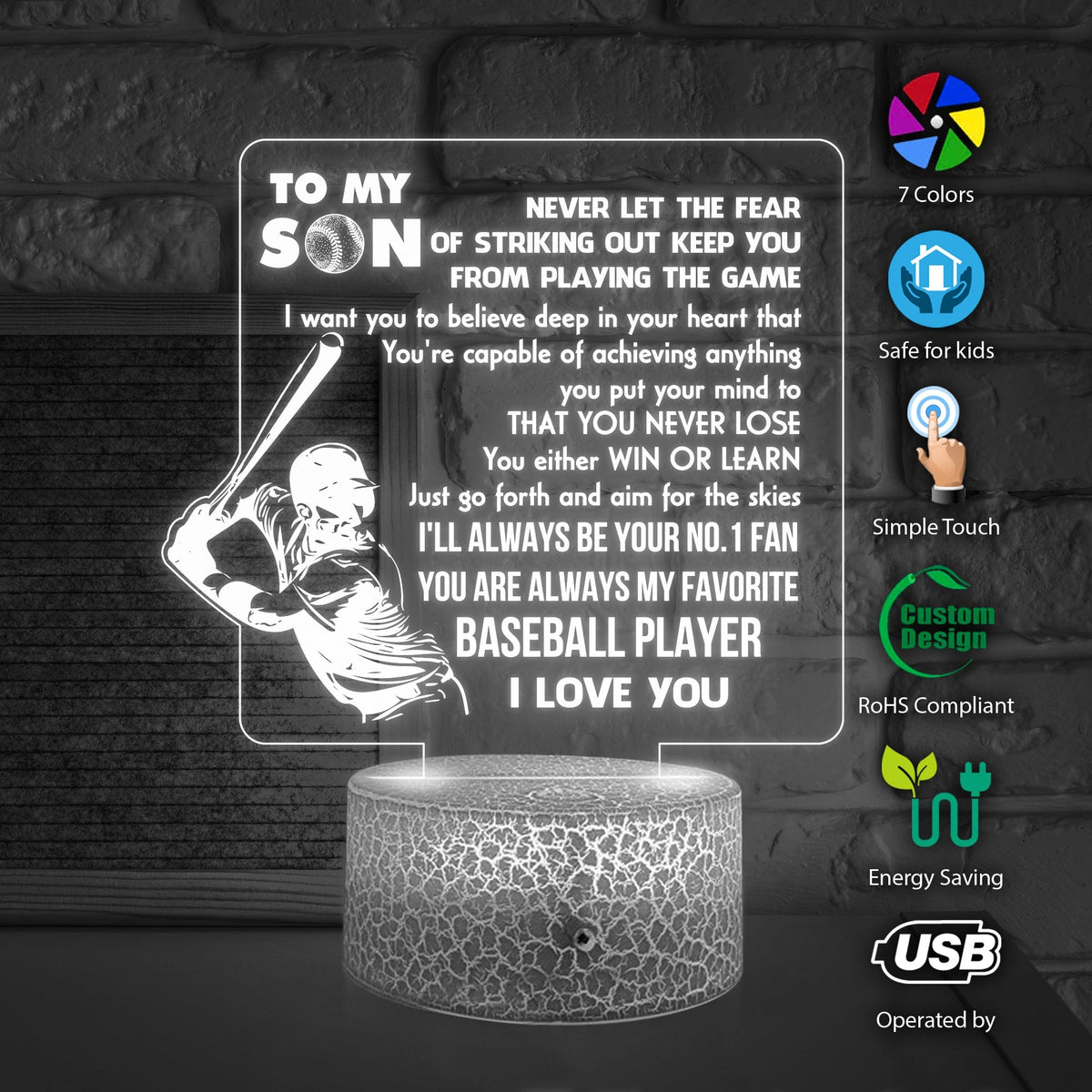 3D Led Light - Baseball - To My Son - You Are Always My Favorite Baseball Player - Glca16016