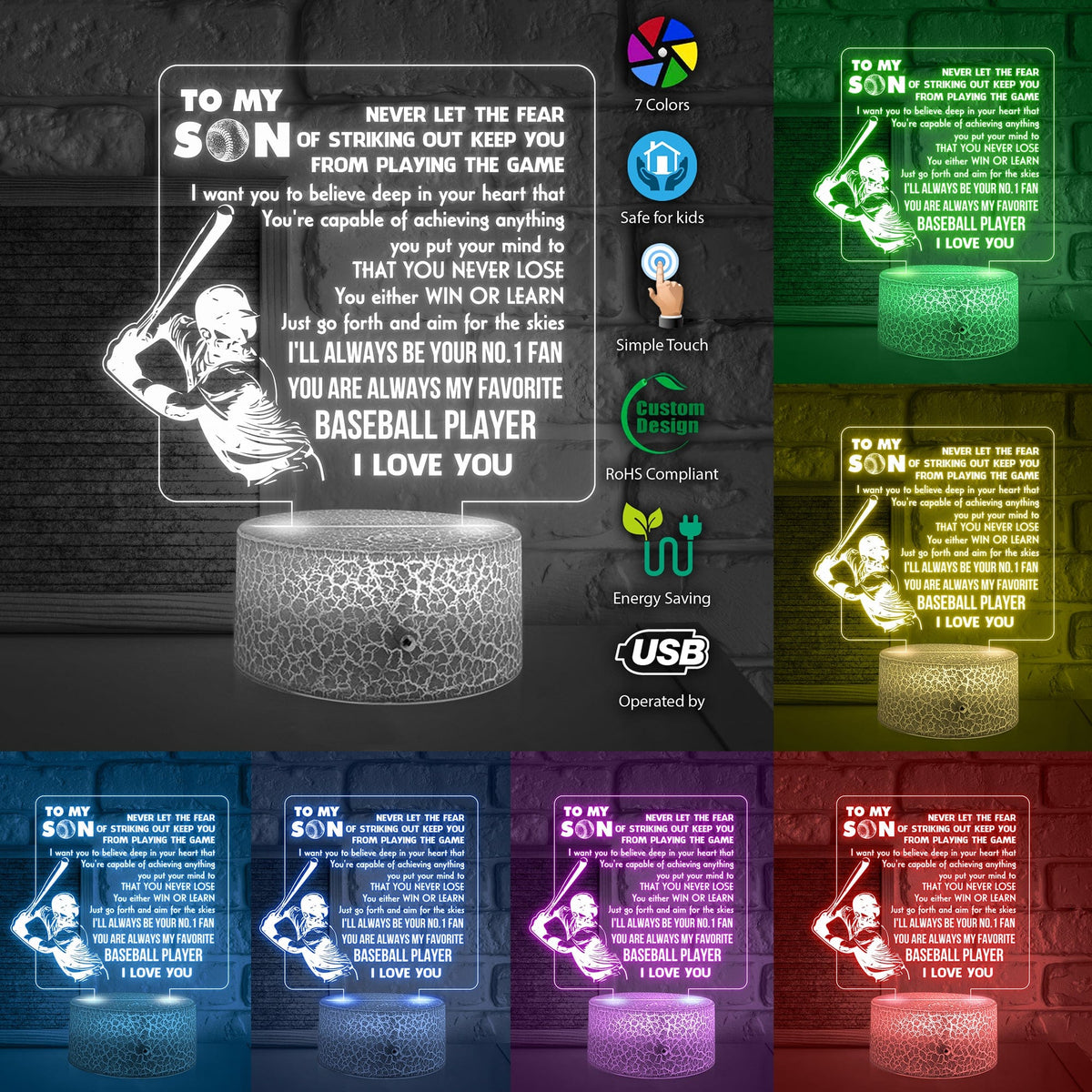 3D Led Light - Baseball - To My Son - You Are Always My Favorite Baseball Player - Glca16016