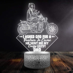 3D Led Light - Biker - To Dad - From Son - He Sent Me My Crazy Grumpy Dad - Glca18018