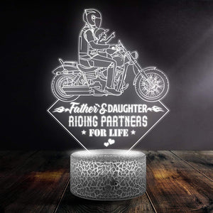 3D Led Light - Biker - To Father - Father And Daughter Riding Partners For Life - Glca18014
