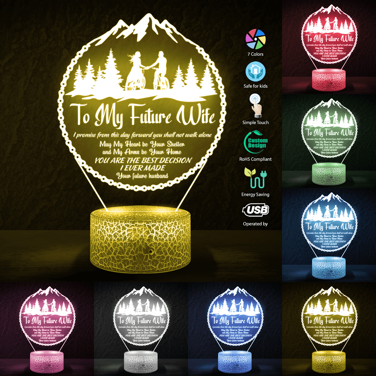 3D Led Light - Cycling - To My Future Wife - May My Heart Be Your Shelter - Glca25009