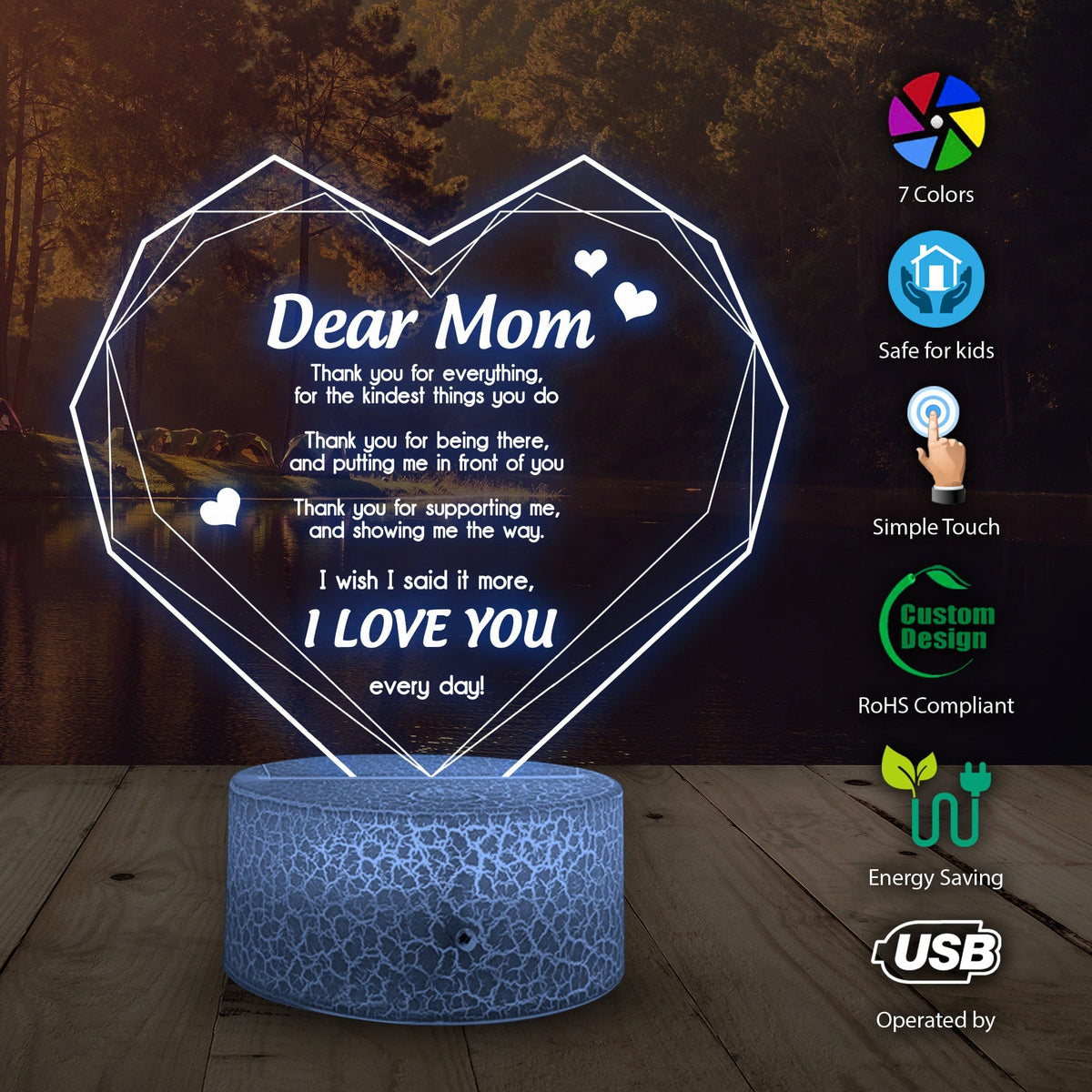 3D Led Light - Family - To Mom - I Love You  - Glca19017