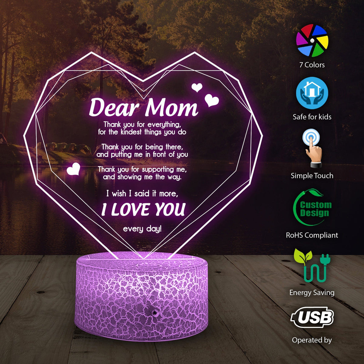 3D Led Light - Family - To Mom - I Love You  - Glca19017