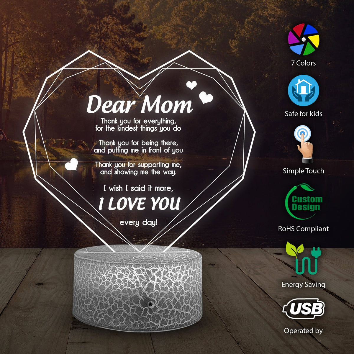3D Led Light - Family - To Mom - I Love You  - Glca19017
