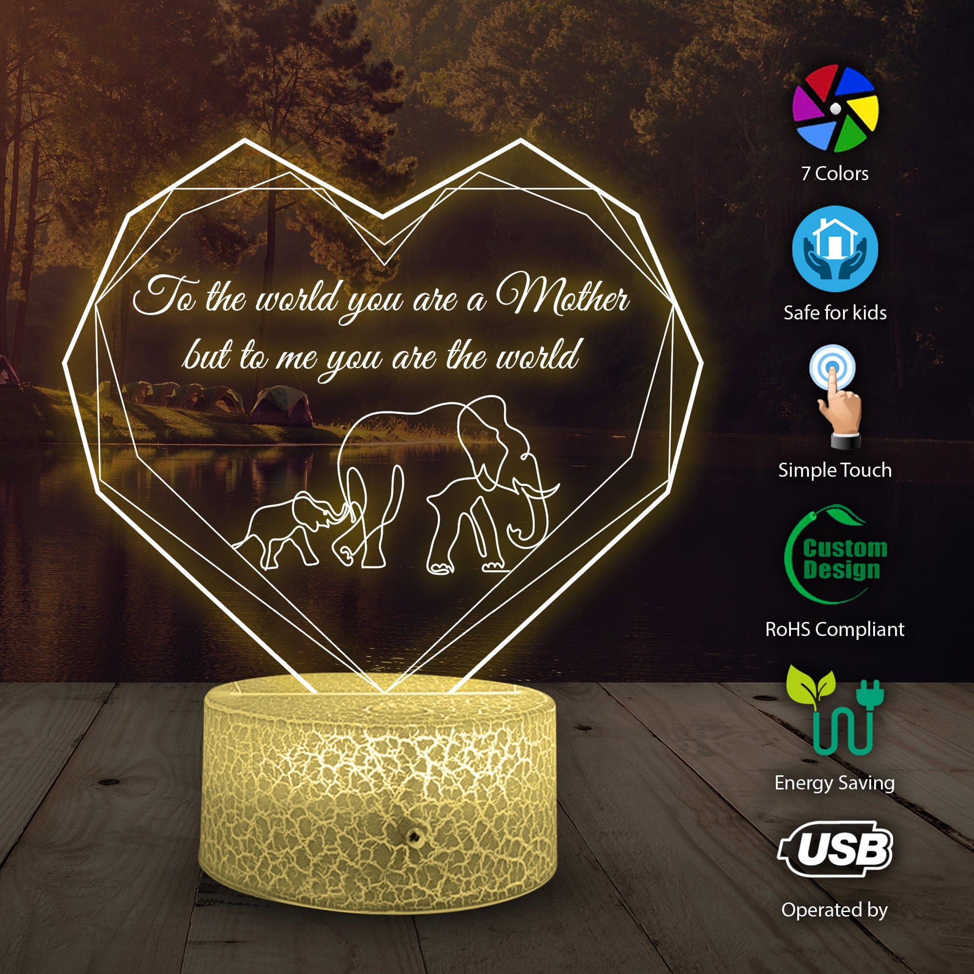 3D Led Light - Family - To Mom - You Are The World  - Glca19016