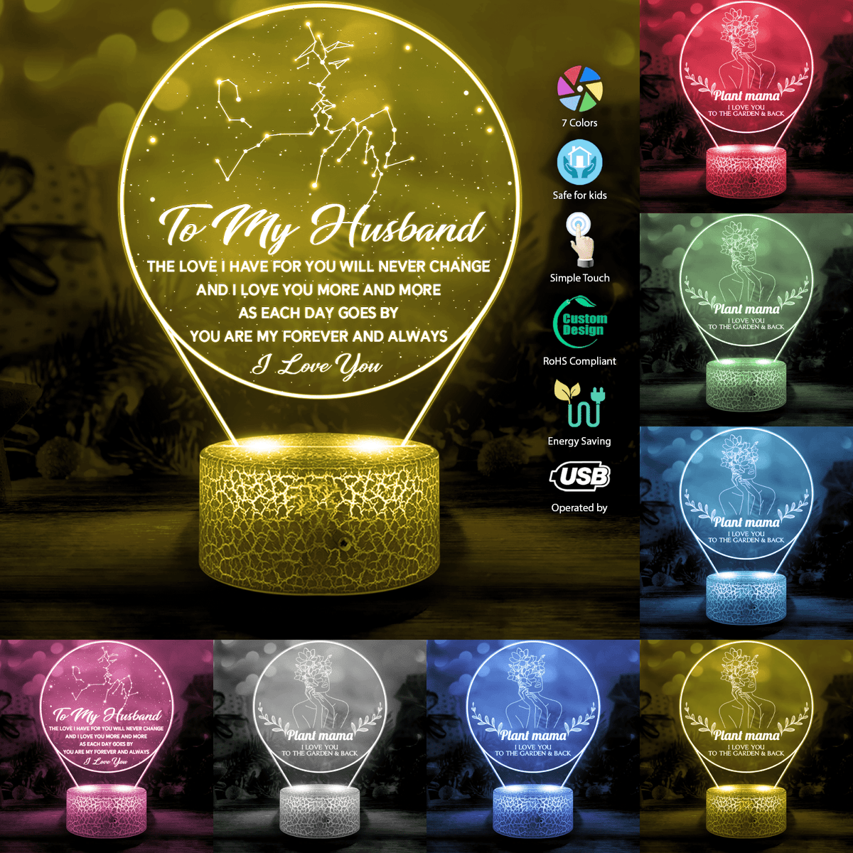 3D Led Light - Family - To My Husband - You Are My Forever And Always - Glca14008