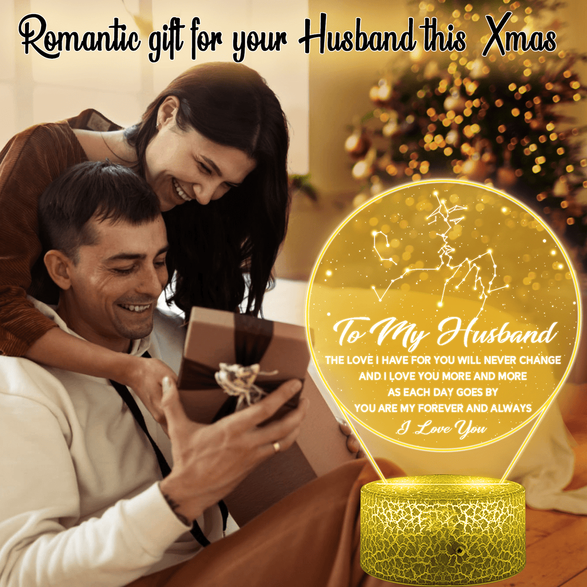 3D Led Light - Family - To My Husband - You Are My Forever And Always - Glca14008