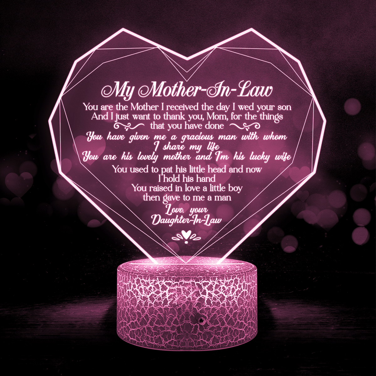 3D Led Light - Family - To My Mother-In-Law - I Just Want To Thank You, Mom, For The Things That You Have Done - Glca19029