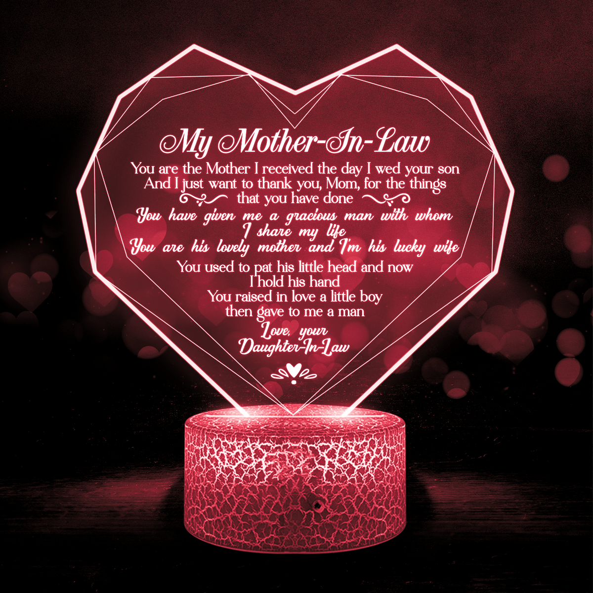 3D Led Light - Family - To My Mother-In-Law - I Just Want To Thank You, Mom, For The Things That You Have Done - Glca19029