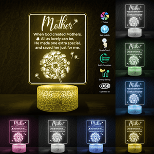 3D Led Light - Family - To My Mother - When God Created Mothers, All As Lovely Can Be - Glca19022