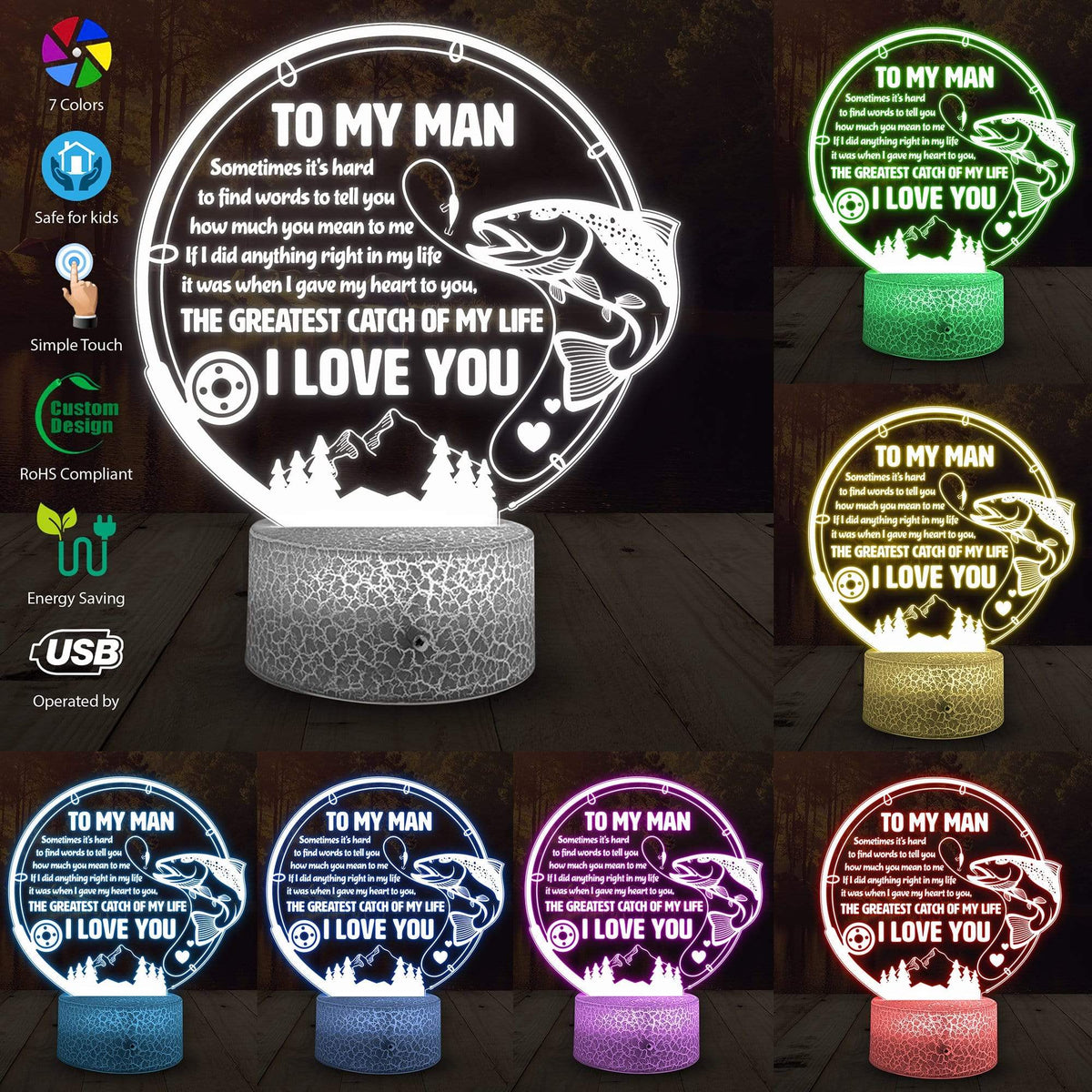 3D Led Light - Fishing - To My Man - How Much You Mean To Me -  Glca26045