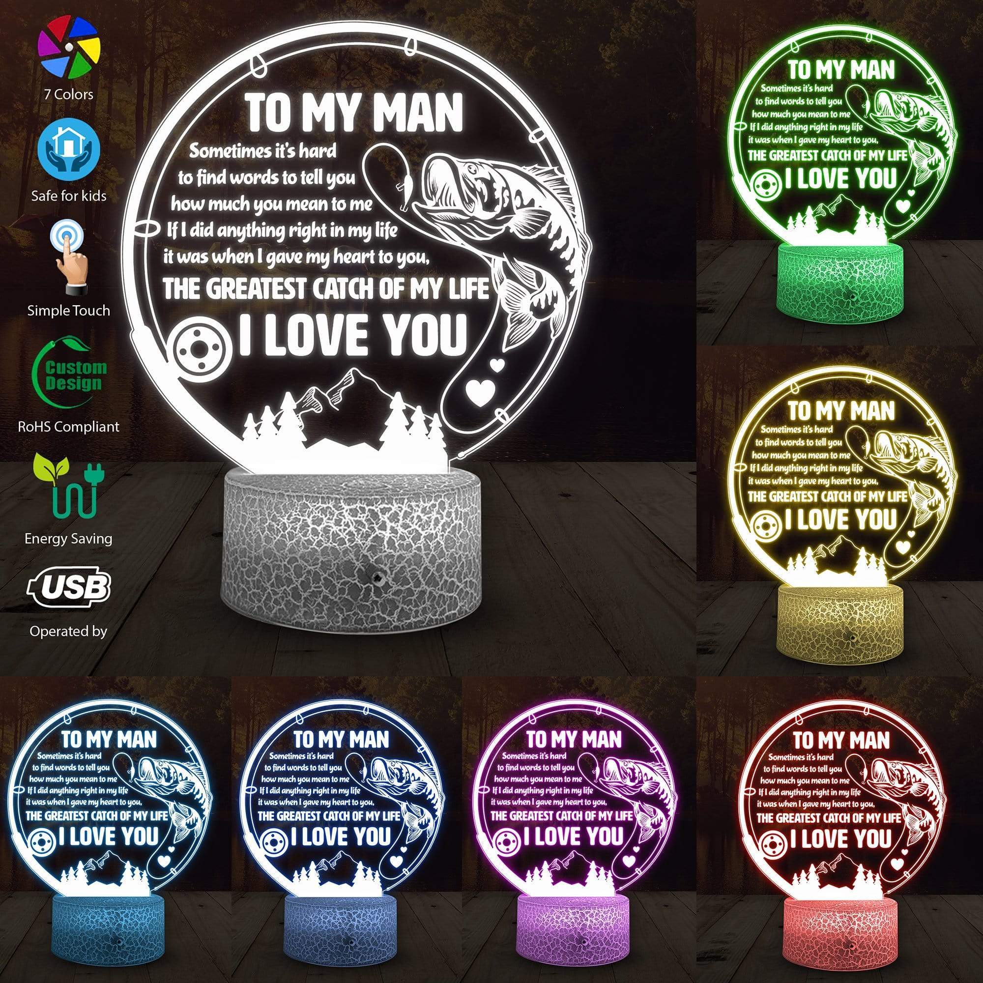 3D Led Light - Fishing - To My Man - The Greatest Catch Of My Life -  Glca26046