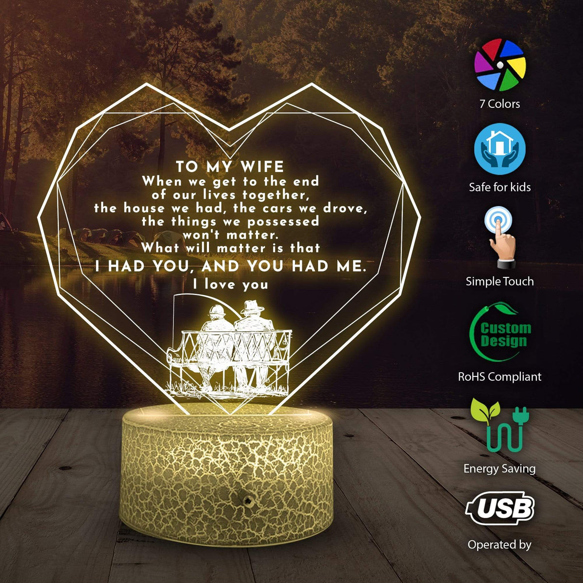 3D Led Light - Fishing - To My Wife - When We Get To The End Together - Glca15001