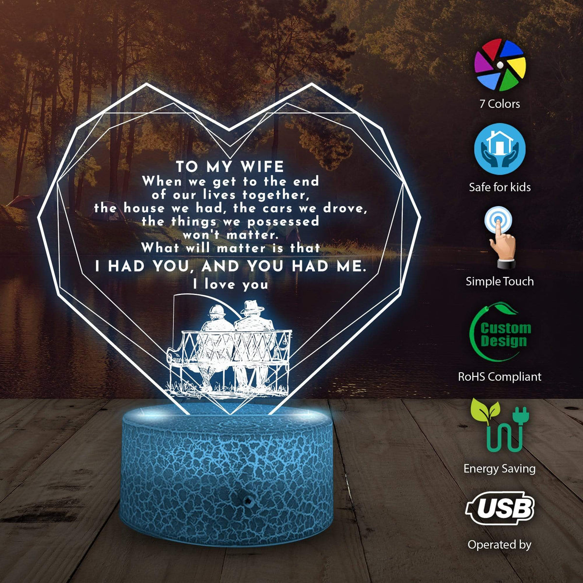 3D Led Light - Fishing - To My Wife - When We Get To The End Together - Glca15001