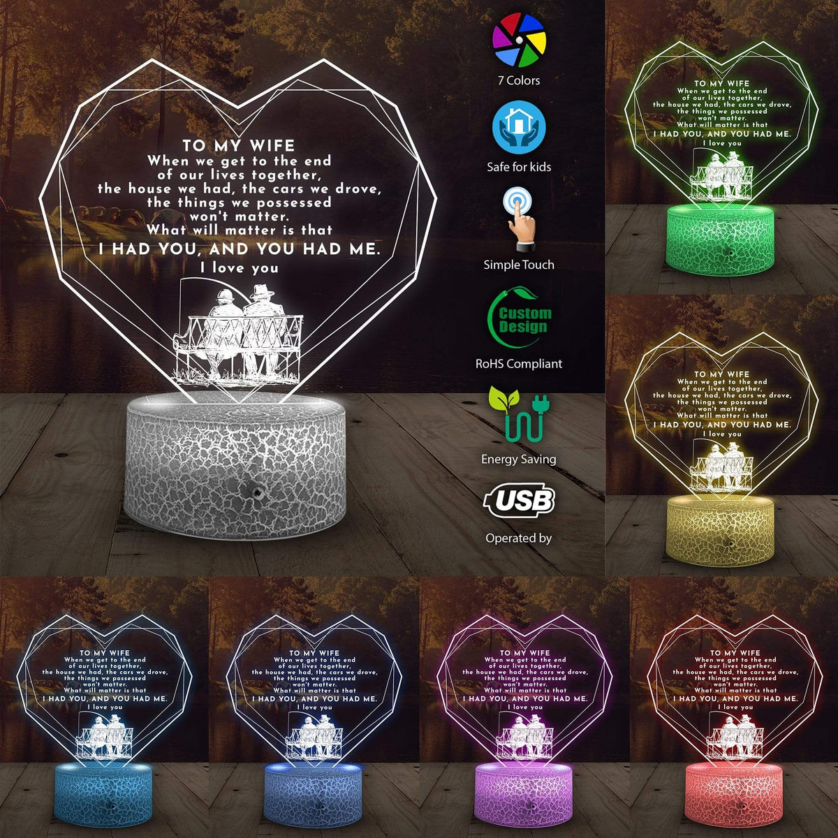 3D Led Light - Fishing - To My Wife - When We Get To The End Together - Glca15001