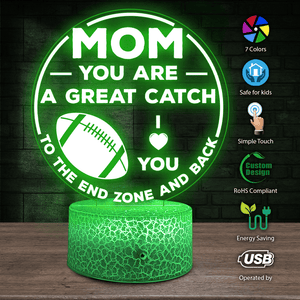 3D Led Light - Football - To My Mom - I Love You To The End Zone And Back - Glca19032