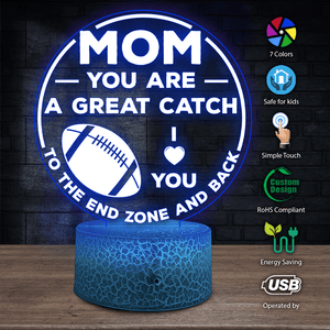 3D Led Light - Football - To My Mom - I Love You To The End Zone And Back - Glca19032
