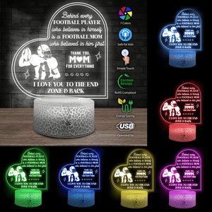 3D Led Light - Football - To My Mom - I Love You To The End Zone & Back - Glca19061
