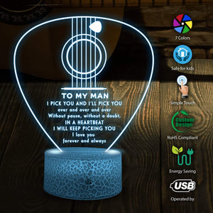 3D Led Light - Guitar - To My Man - I Love You Forever And Always - Glca26004