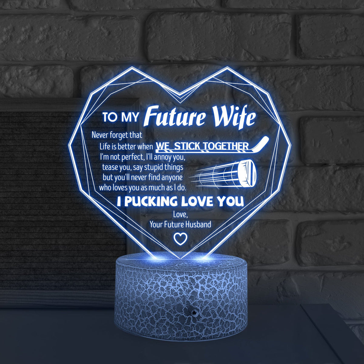 3D Led Light - Hockey - To My Future Wife - Life is Better - Glca25010