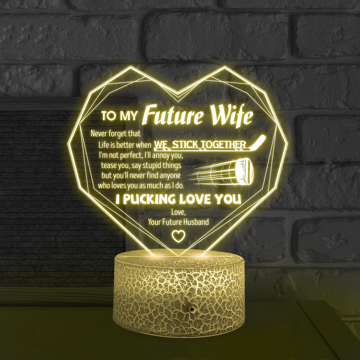 3D Led Light - Hockey - To My Future Wife - Life is Better - Glca25010