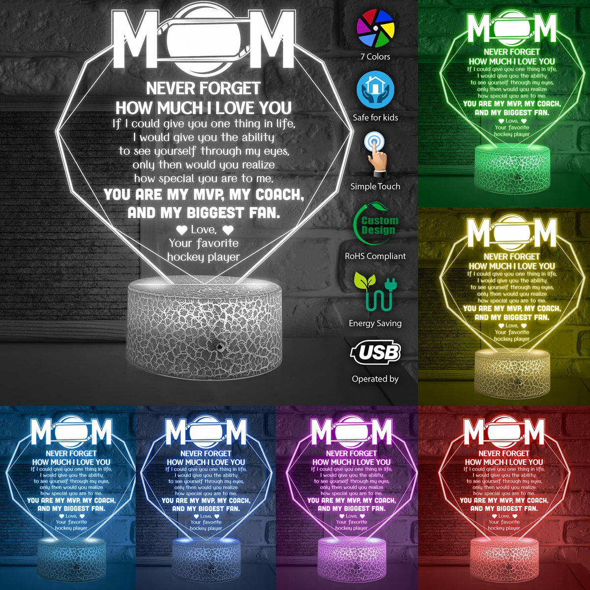 3D Led Light - Hockey - To My Mom - How Special You Are To Me - Glca19051