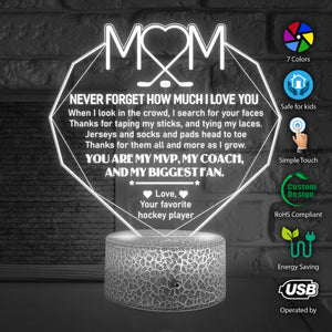 3D Led Light - Hockey - To My Mom - You Are My Mvp, My Coach, And My Biggest Fan - Glca19049