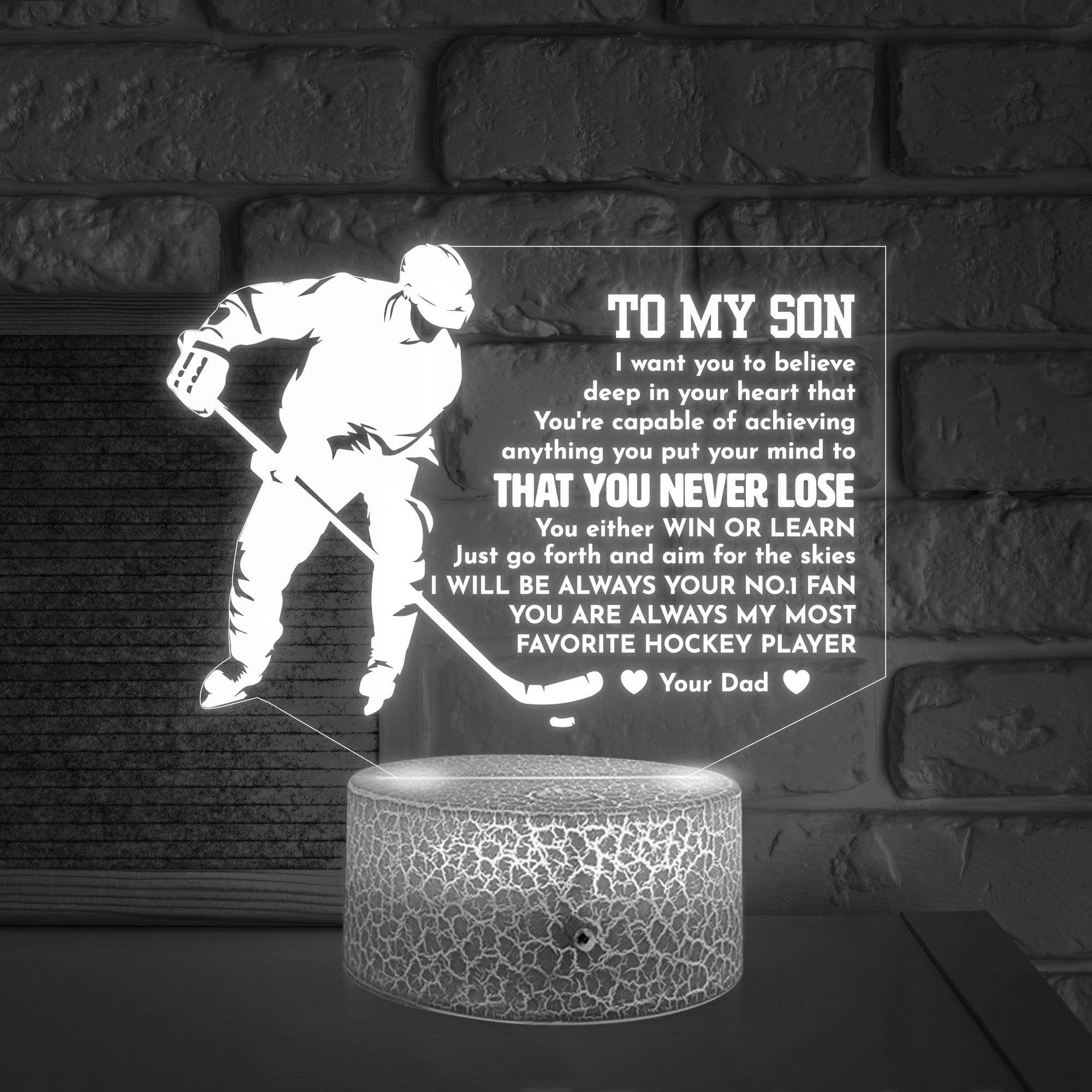 3D Led Light - Hockey - To My Son - From Dad - I Want You To Believe Deep In Your Heart - Glca16003