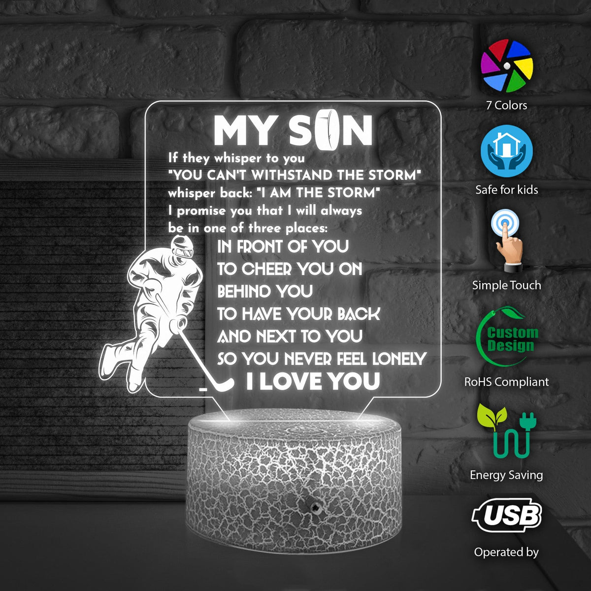3D Led Light - Hockey - To My Son - You Can't Withstand The Storm - Glca16019