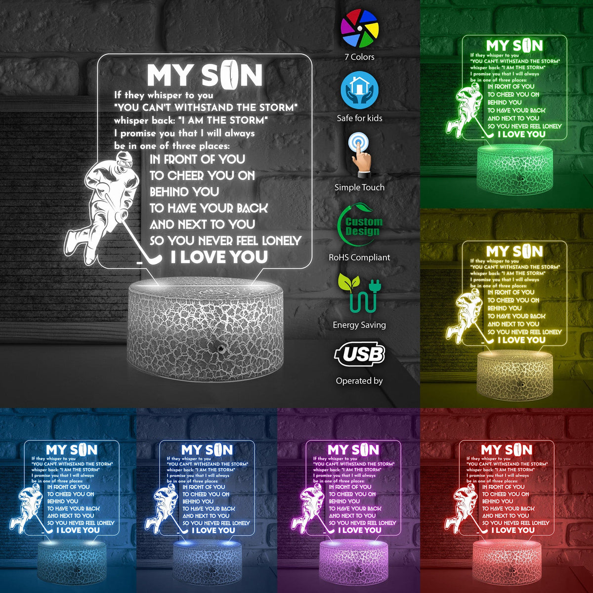 3D Led Light - Hockey - To My Son - You Can't Withstand The Storm - Glca16019