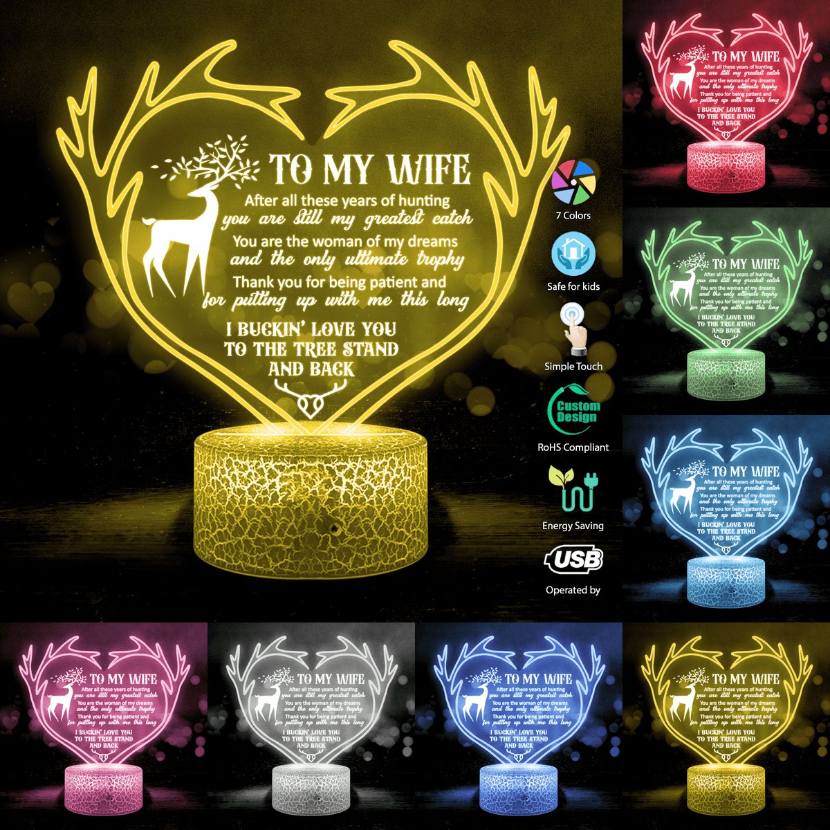 3D Led Light - Hunting - To My Wife - I Buckin' Love You To The Tree Stand And Back - Glca15019