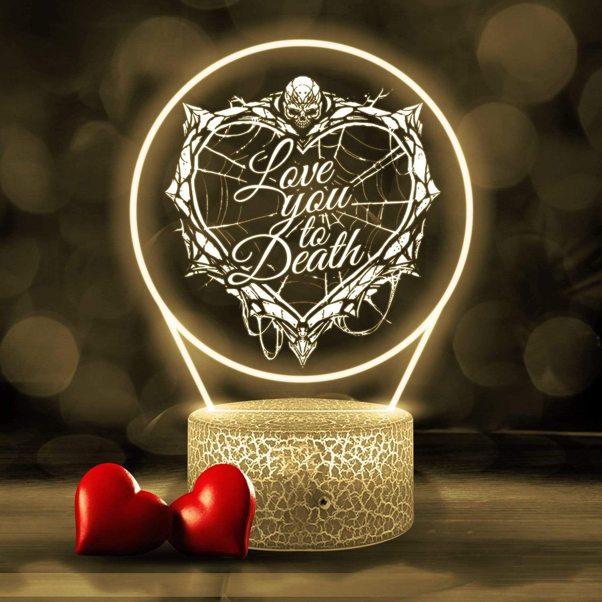 3D Led Light - Skull - To Couple - Love You To Death - Glca34014