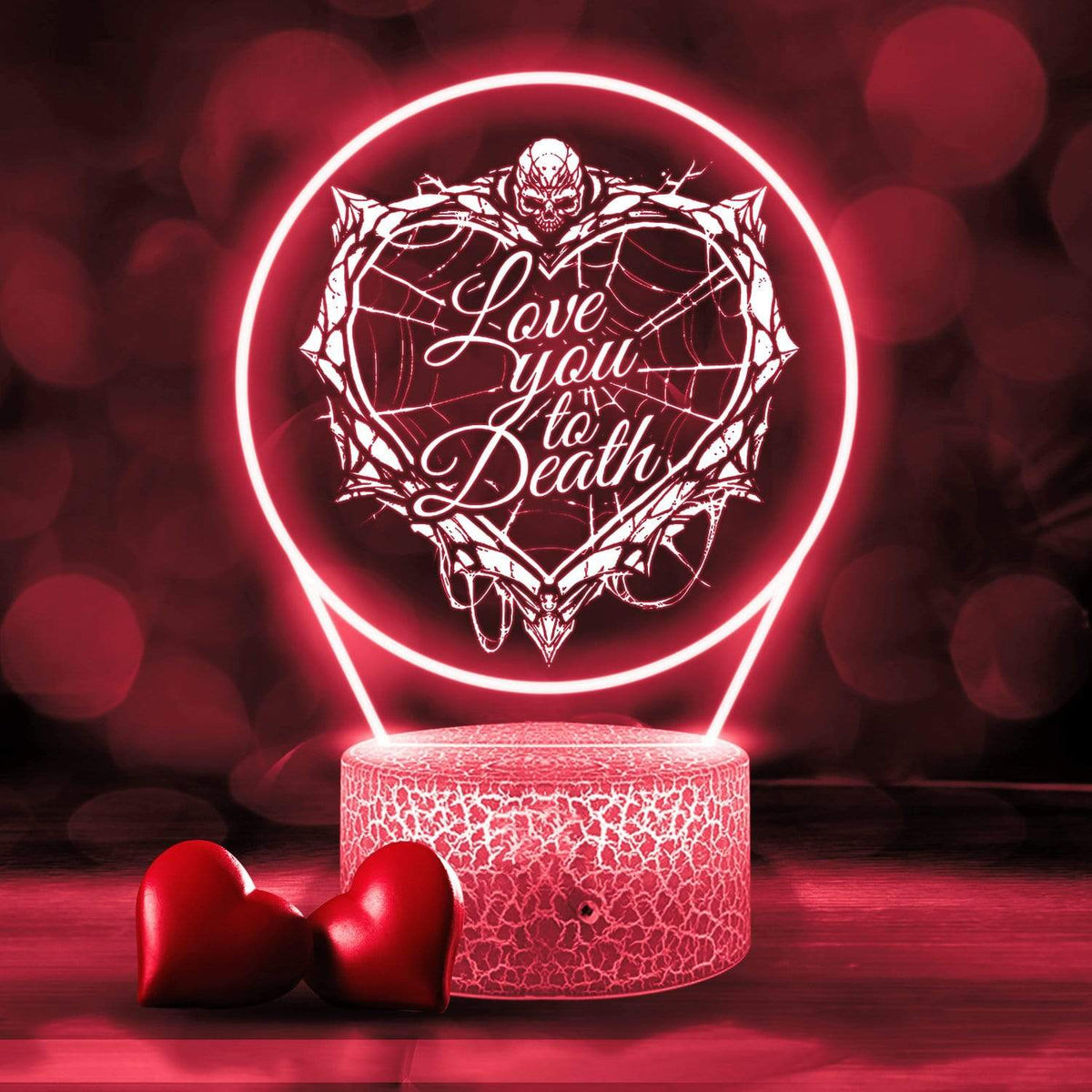 3D Led Light - Skull - To Couple - Love You To Death - Glca34014