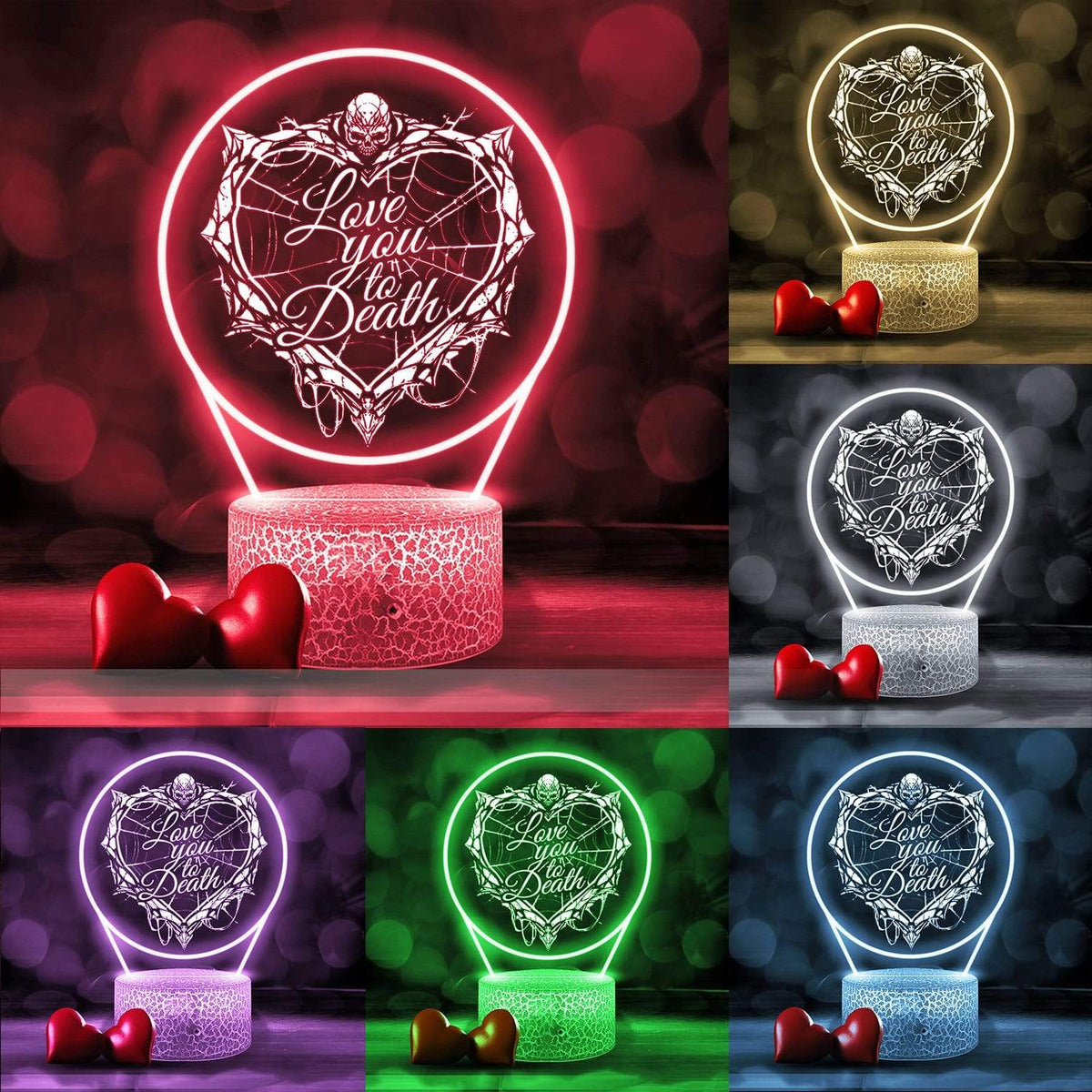 3D Led Light - Skull - To Couple - Love You To Death - Glca34014