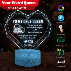 3D Led Light - Skull - To My Queen - I Love You - Glca13035