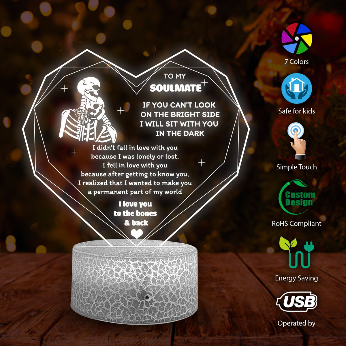3D Led Light - Skull - To My Queen - I Love You To The Bones & Back - Glca13040