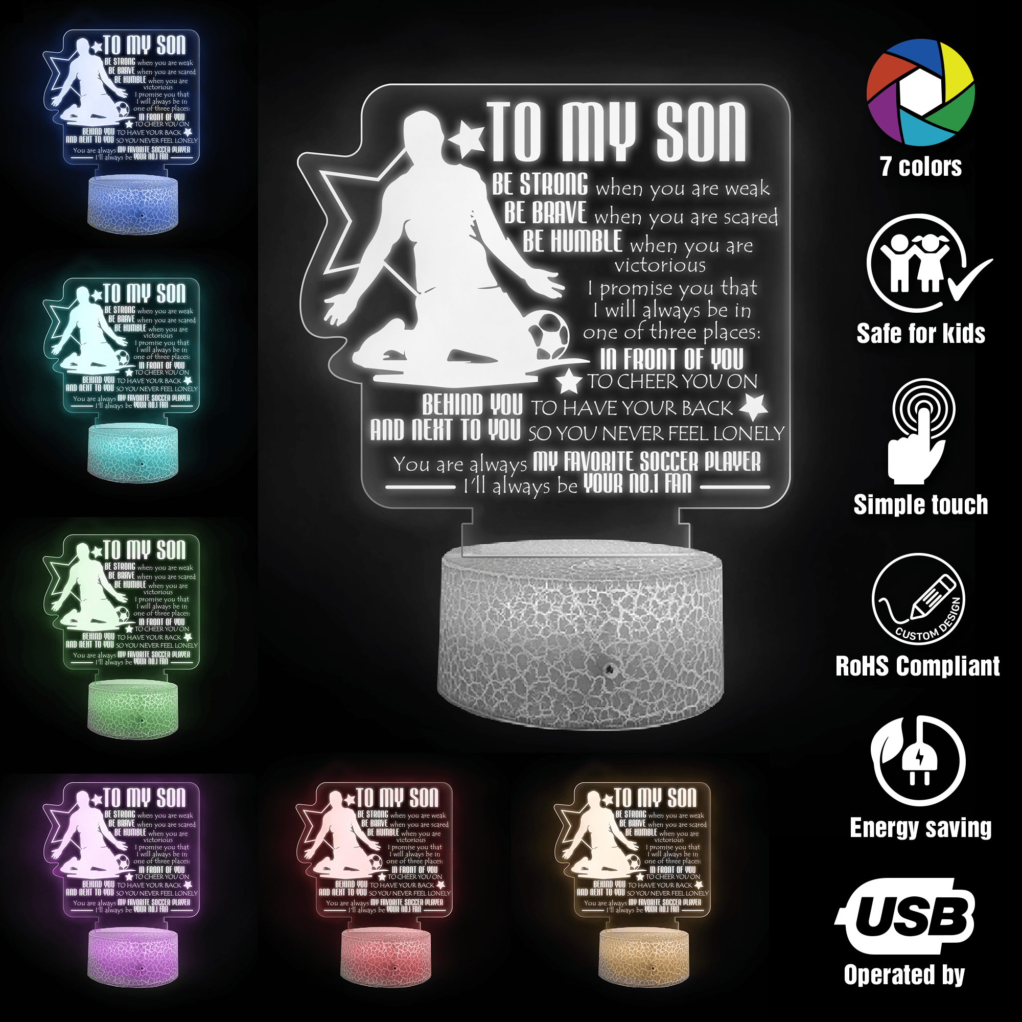 3D Led Light - Soccer - To My Son - Be Humble When You Are Victorious - Glca16013