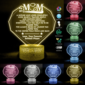 3D Led Light - Softball - To My Softball Mom - I Love You To The Center-field Fence And Back - Glca19038