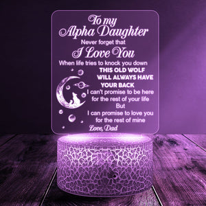 3D Led Light - Wolf - From Dad - To My Daughter - This Old Wolf Will Always Have Your Back - Glca17003