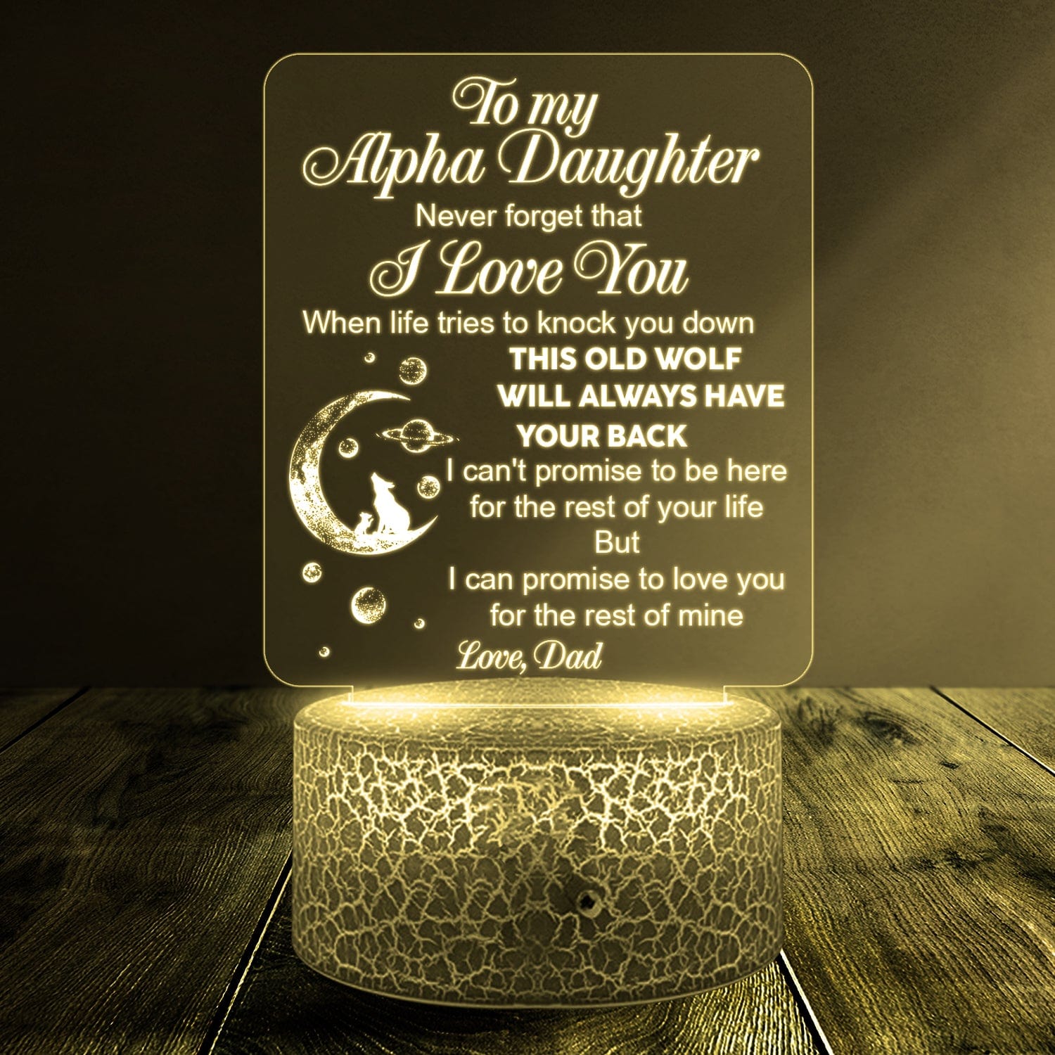 3D Led Light - Wolf - From Dad - To My Daughter - This Old Wolf Will Always Have Your Back - Glca17003