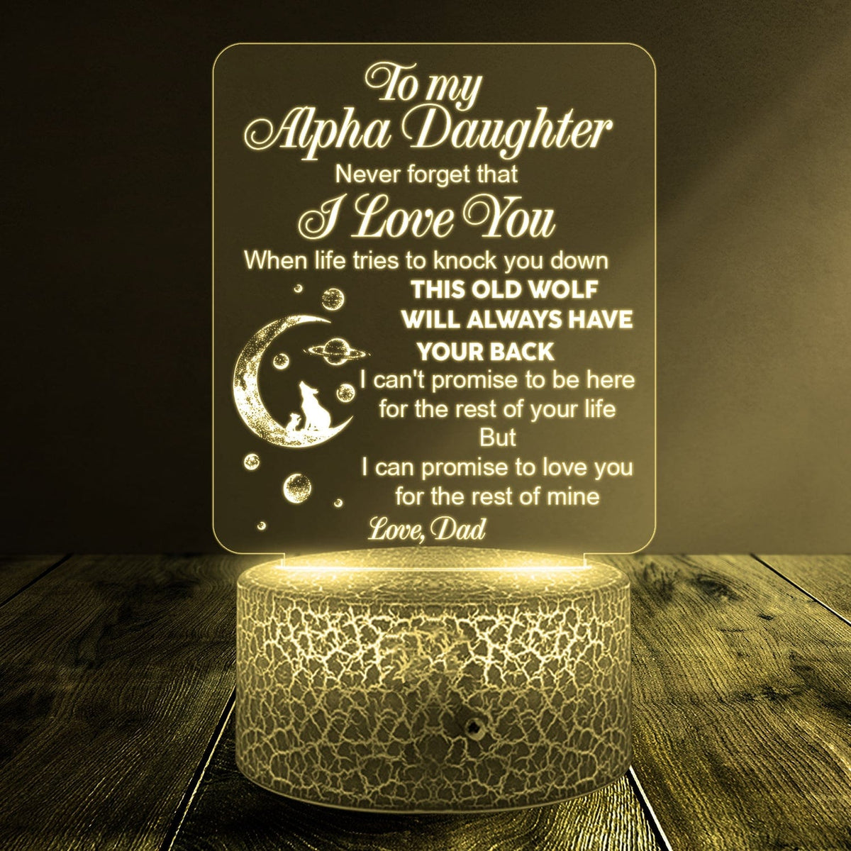 3D Led Light - Wolf - From Dad - To My Daughter - This Old Wolf Will Always Have Your Back - Glca17003
