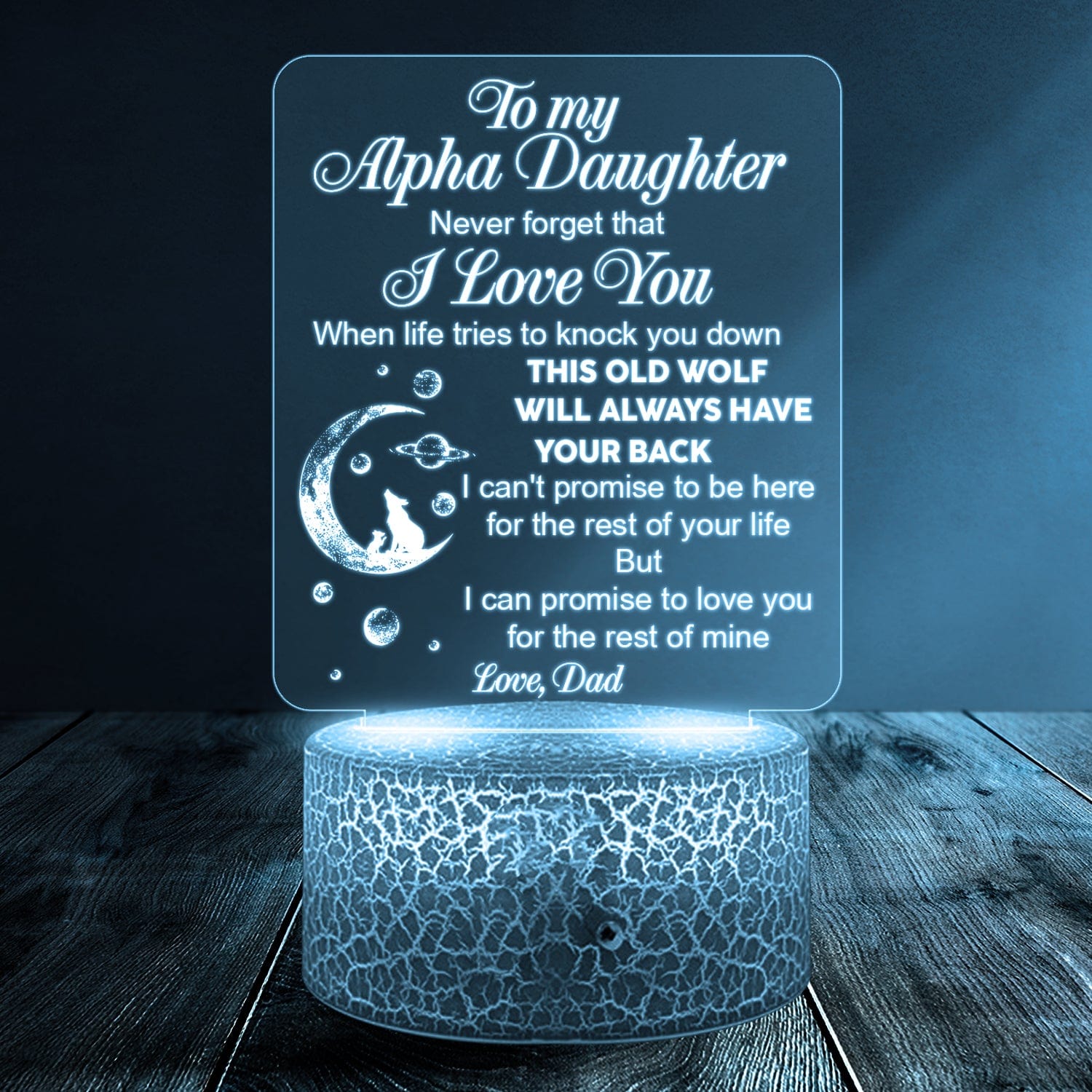 3D Led Light - Wolf - From Dad - To My Daughter - This Old Wolf Will Always Have Your Back - Glca17003