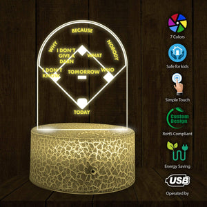 3D Night Light - Baseball - Softball - To Myself - I Don't Know - Glcb34001