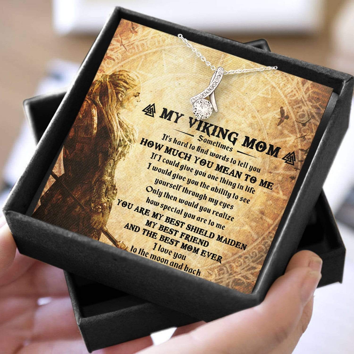 Alluring Beauty Necklace - Viking - To My Viking Mom - I Love You To The Moon And Back - Snb19010