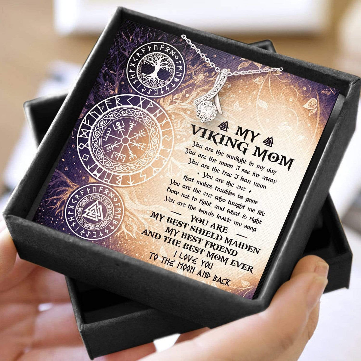 Alluring Beauty Necklace - Viking - To My Viking Mom - I Love You To The Moon And Back - Snb19011