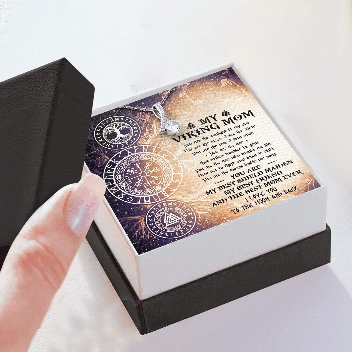 Alluring Beauty Necklace - Viking - To My Viking Mom - I Love You To The Moon And Back - Snb19011