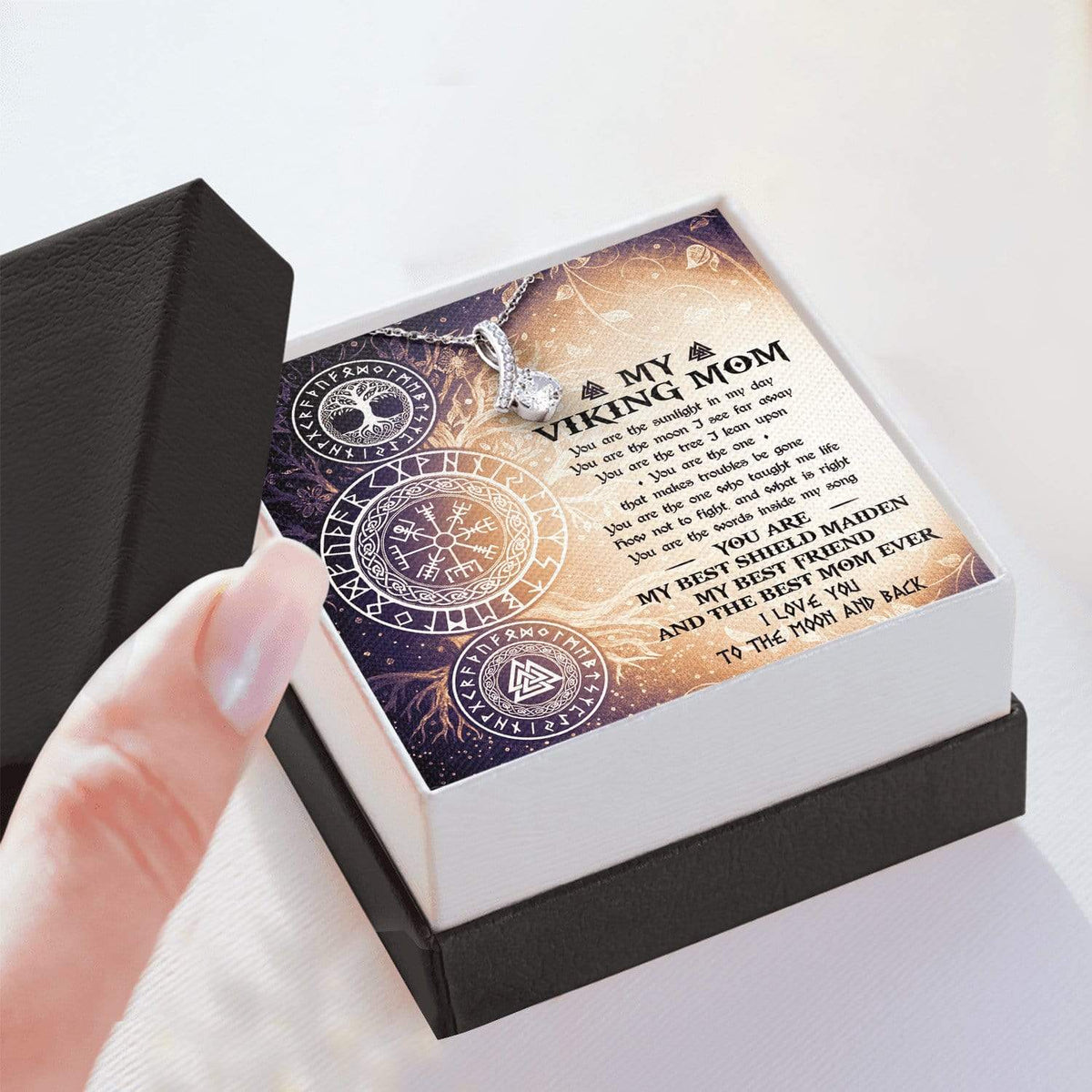 Alluring Beauty Necklace - Viking - To My Viking Mom - I Love You To The Moon And Back - Snb19011