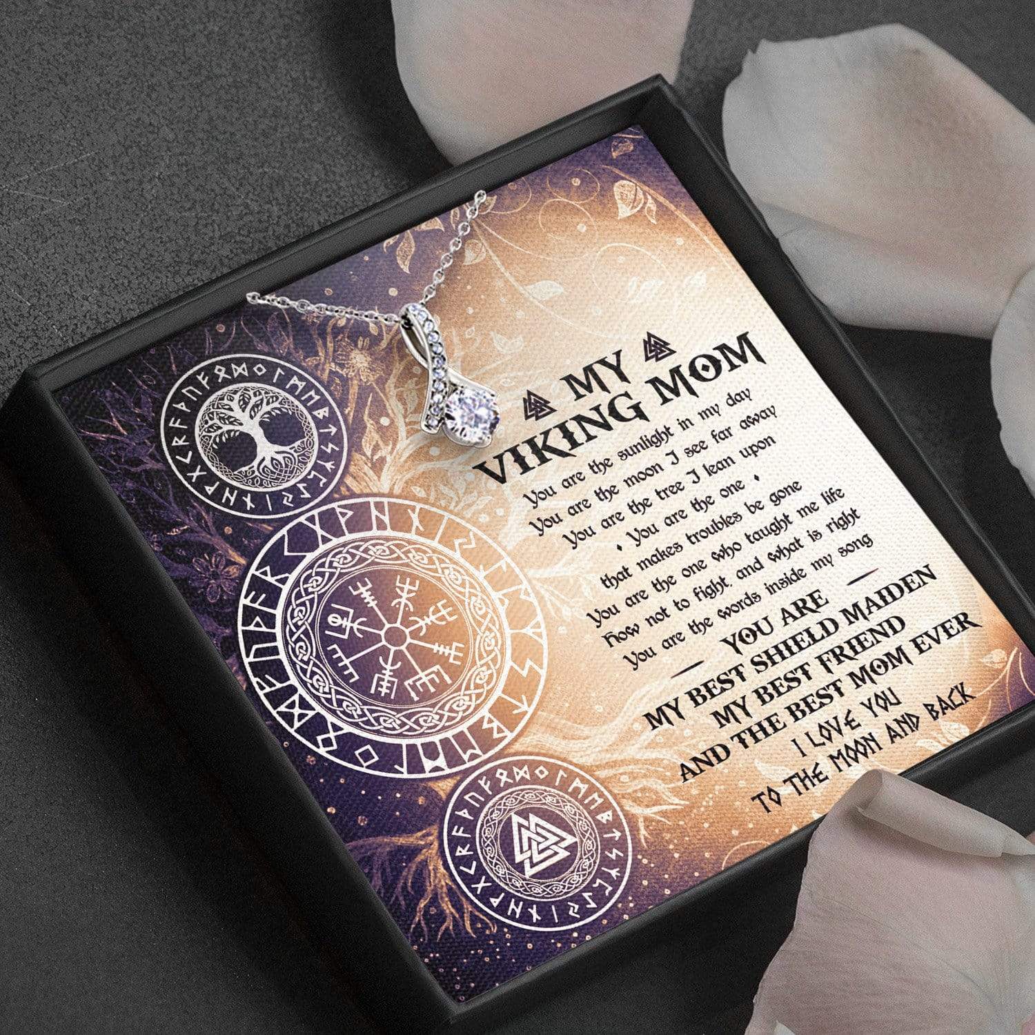 Alluring Beauty Necklace - Viking - To My Viking Mom - I Love You To The Moon And Back - Snb19011
